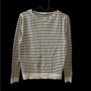 Zara cream and navy striped sweater